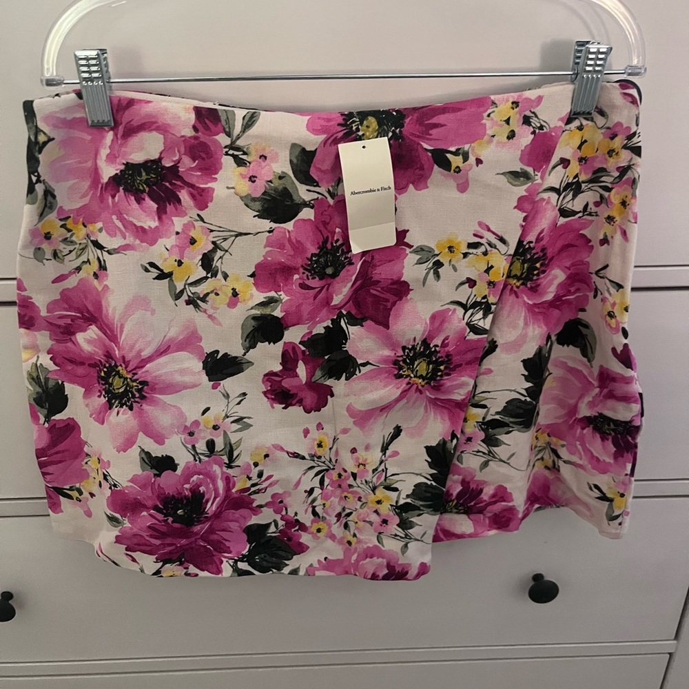 Floral Mini Skirt with Pink and Yellow Flowers